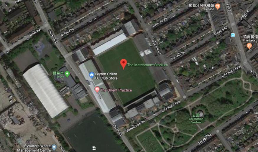 伦敦的著名足球场,用谷歌地图看地方