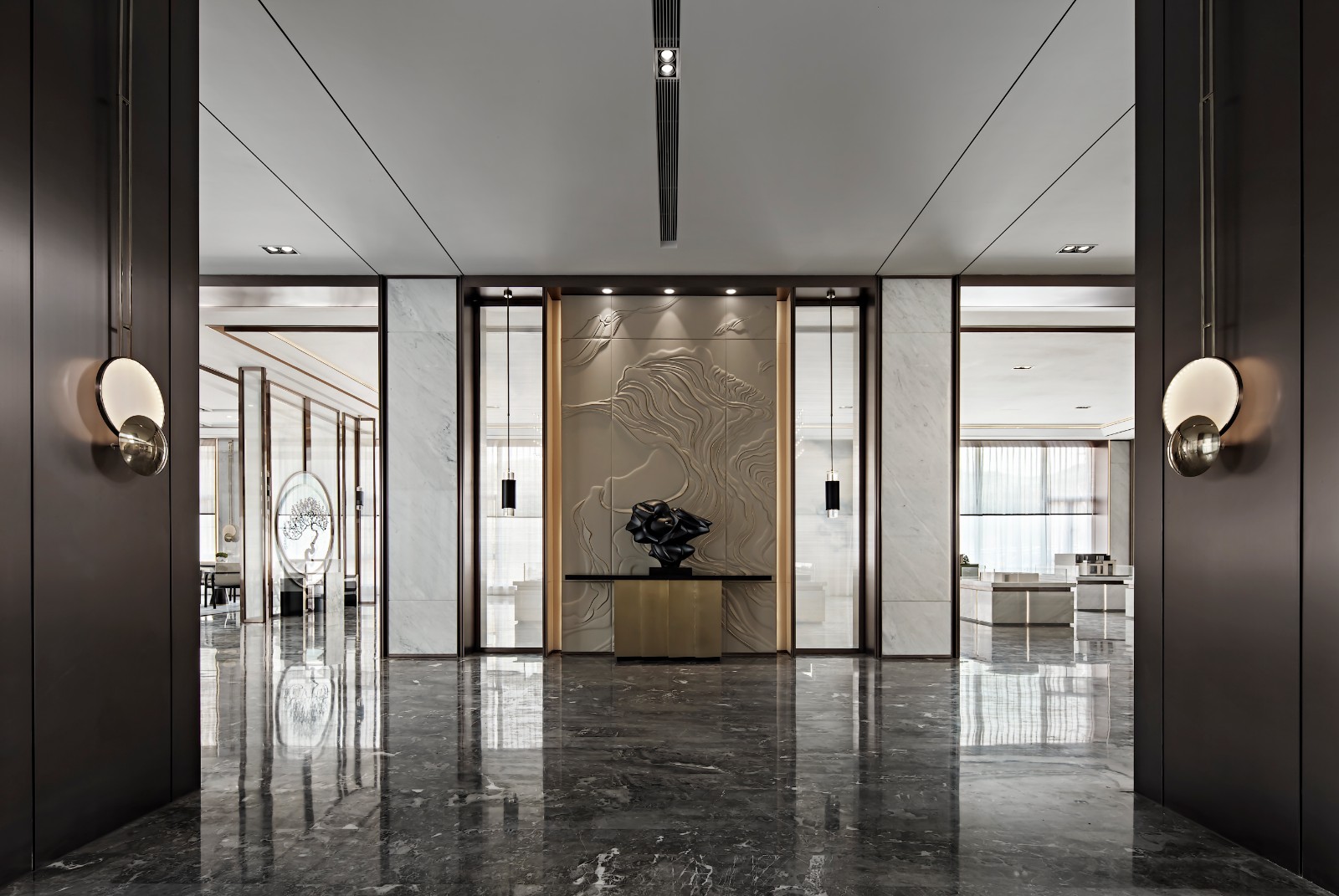 背景墙家装设计现代轻奢风客厅,禅意新中式厨房吊顶效果图