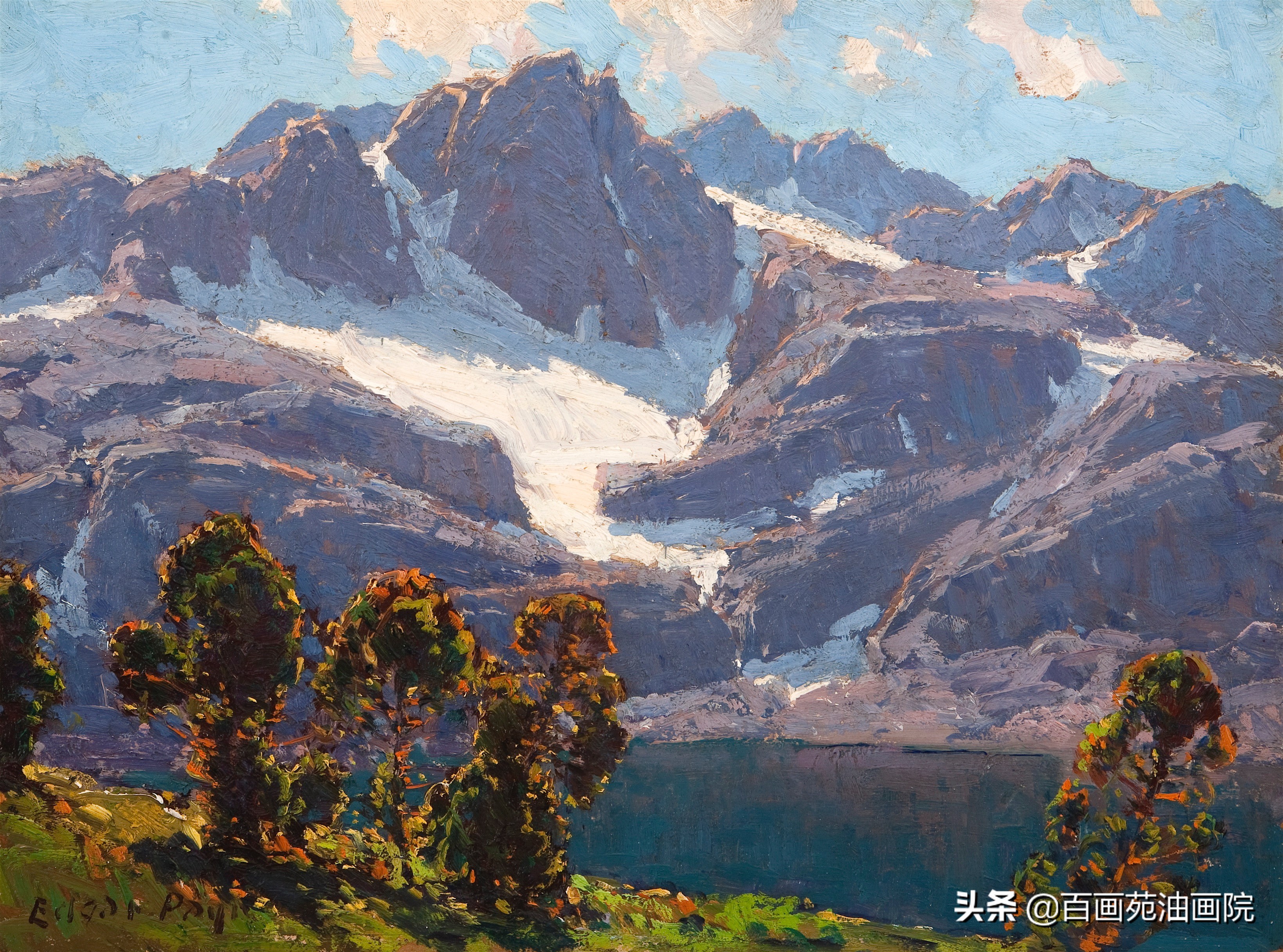 张杰油画作品山非山教程,油画如何配山的颜色