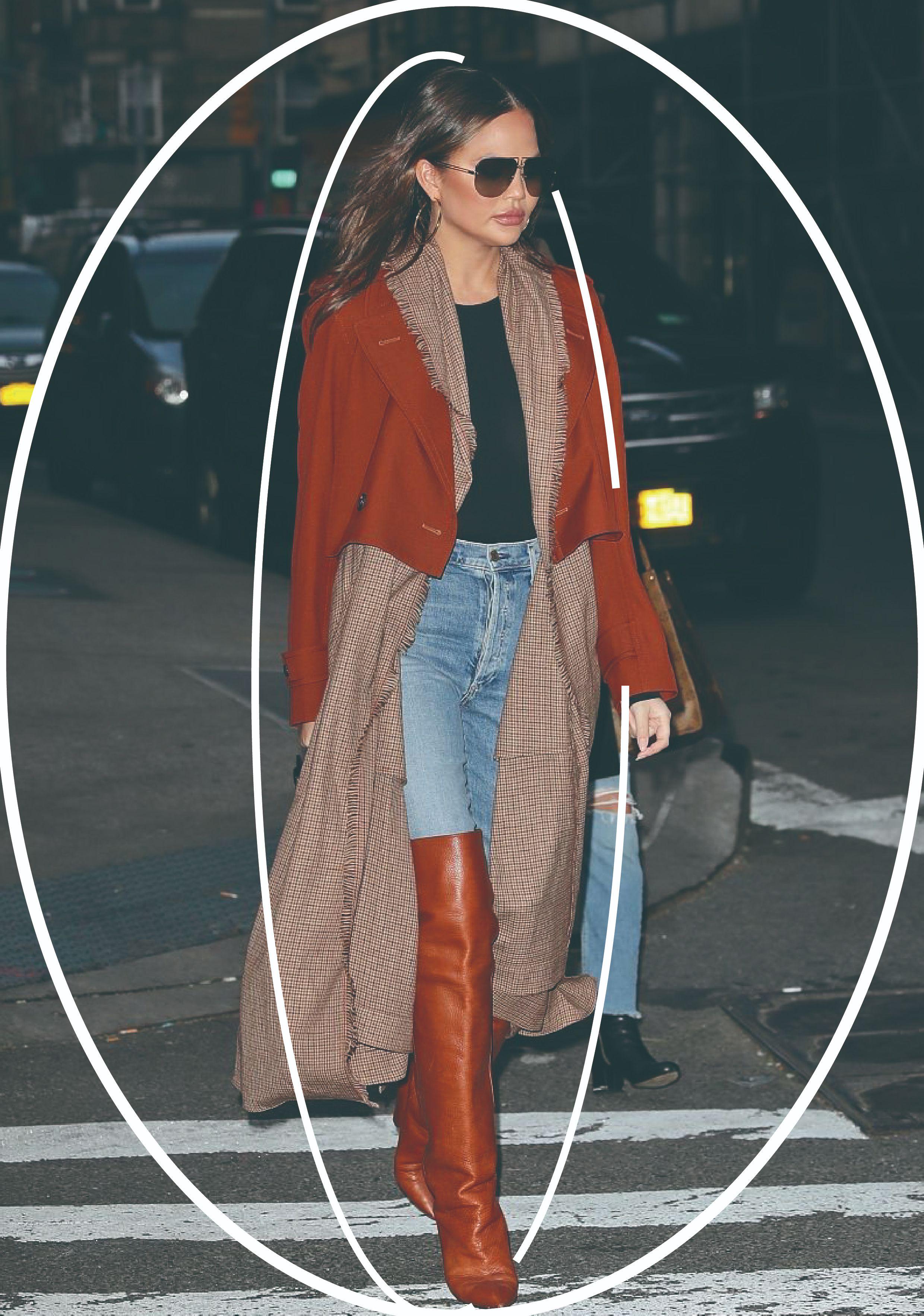 牛仔裤搭配中长款大衣,毛呢大衣牛仔裤怎么搭配好看