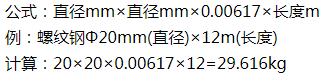 螺纹钢材理论重量计算简式,各种钢材理论重量计算公式大全