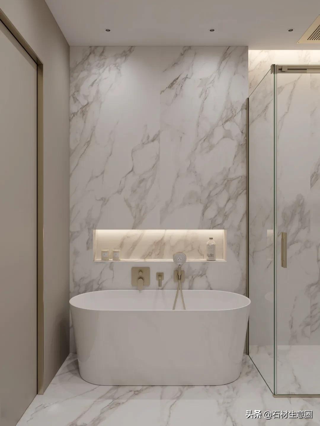 大理石做的浴室柜效果图,极简风格大理石浴室