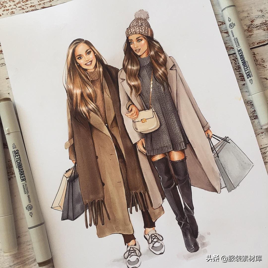 100幅手绘画图片大全,时装画手绘100例书