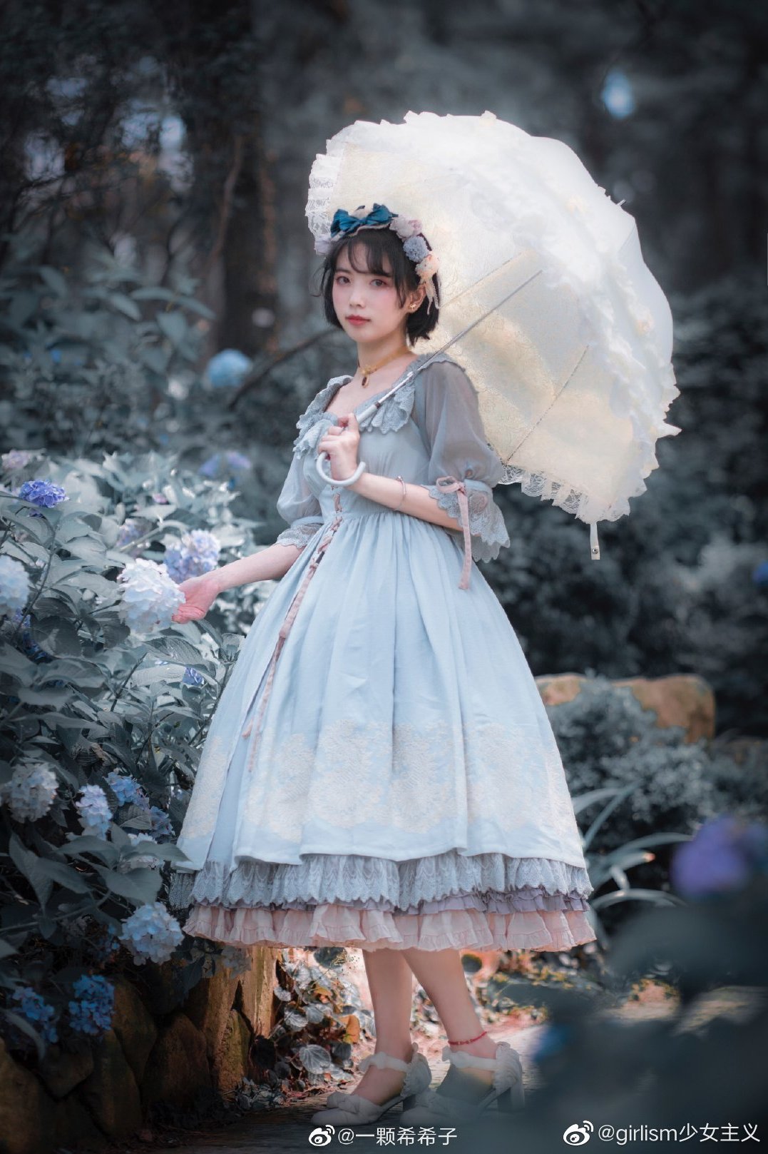 显瘦蓝色lolita夏季,好看显白凉快的lolita