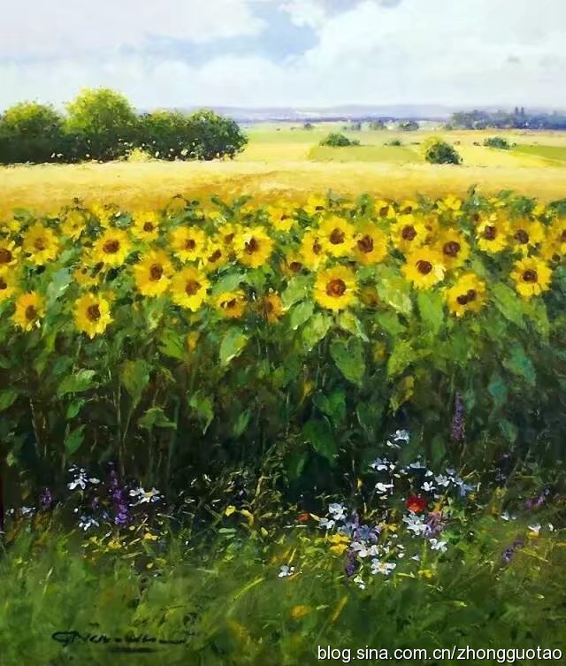 欧洲海滩风景油画作品欣赏,欧洲经典田园油画高清作品图