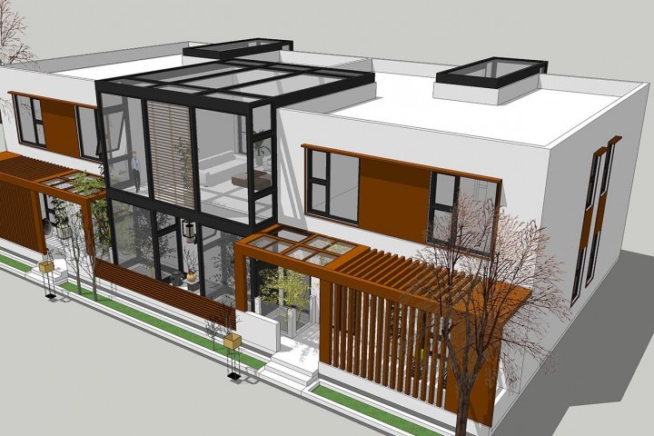 二层农村别墅带阳光房现代简约,农村二层带阳光房别墅效果图