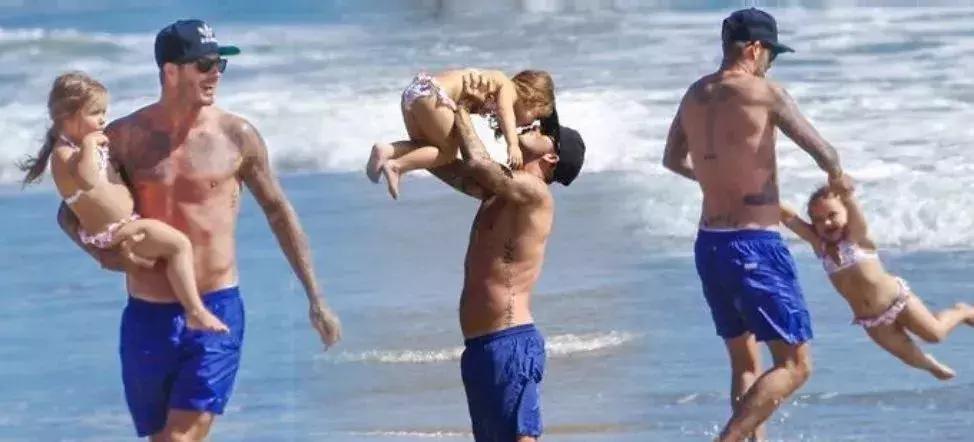 小七甜蜜献吻贝克汉姆,贝克汉姆吻小七引争议视频