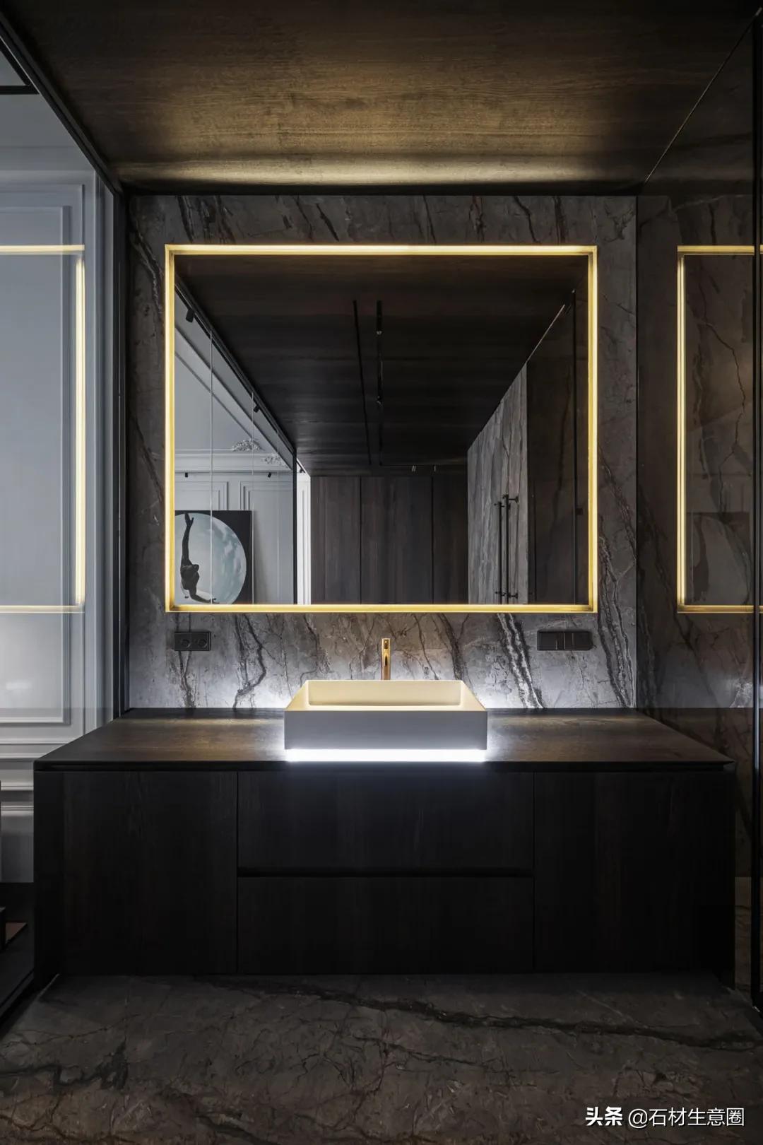 大理石做的浴室柜效果图,极简风格大理石浴室