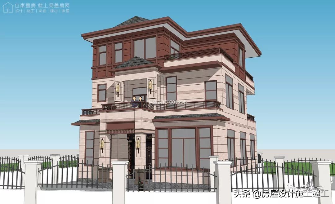 农村自建二层法式风格别墅,两层田园风格别墅自建房