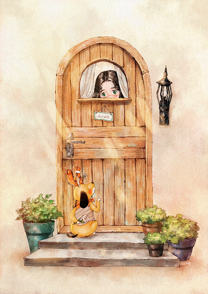 韩国插画师森林女孩日记图文,水彩插画森林女孩日记
