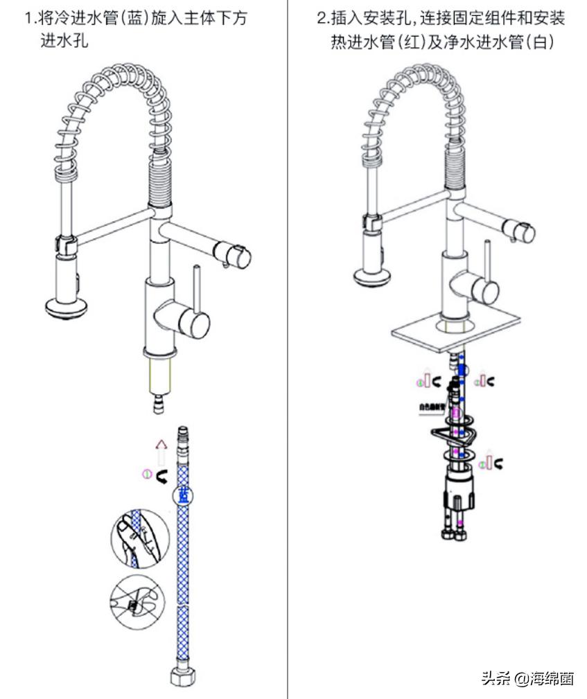 厨房双孔冷热二合一水龙头安装,厨房水龙头冷热两用自己动手安装