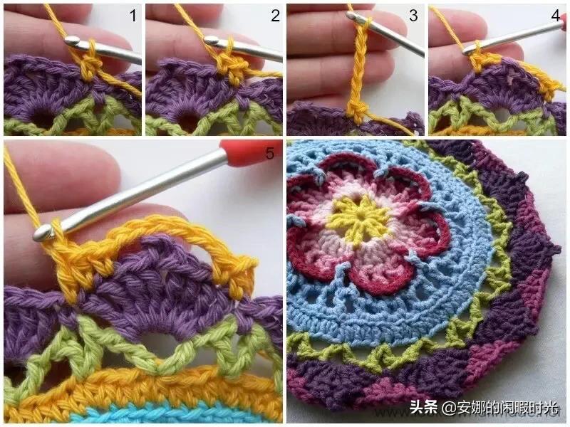 曼陀罗毯子编织教程,苏菲花园曼陀罗毯子钩法高清图解