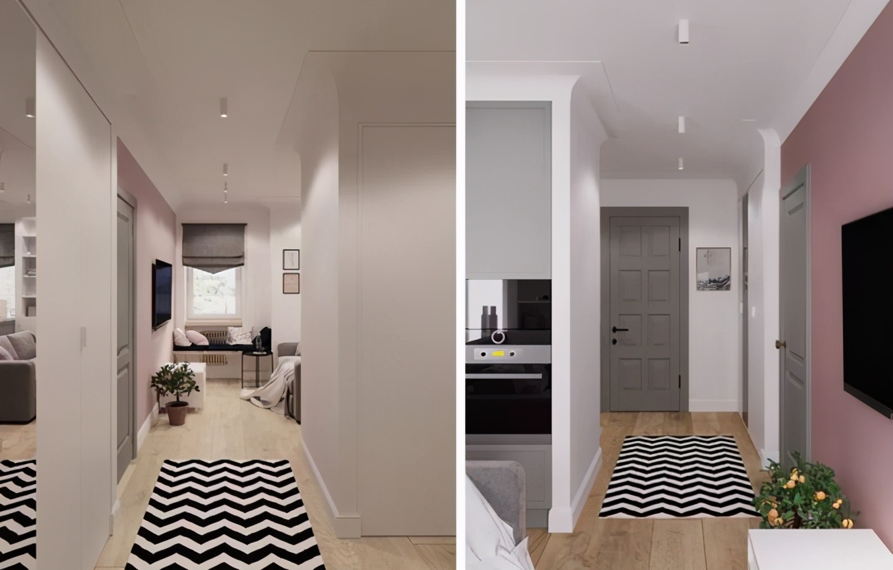 60平一室一厅一衣帽间小户型装修,51平米一室一厅玄关