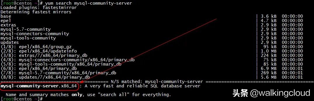 centos系统使用yum安装mysql命令,centos7上使用官方yum源安装mysql