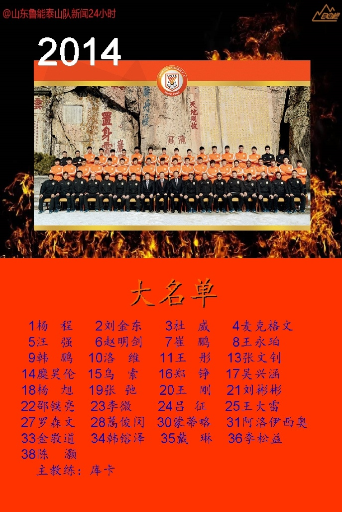 鲁能泰山全家福2014,山东鲁能2018全家福
