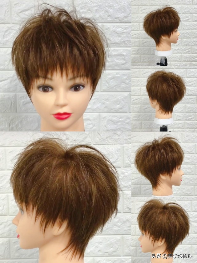 美发店女士短发纹理发型,发型女士短发碎发