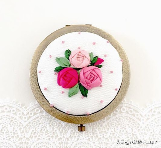 卷线绣的手工刺绣针法教程,喜字刺绣丝带绣