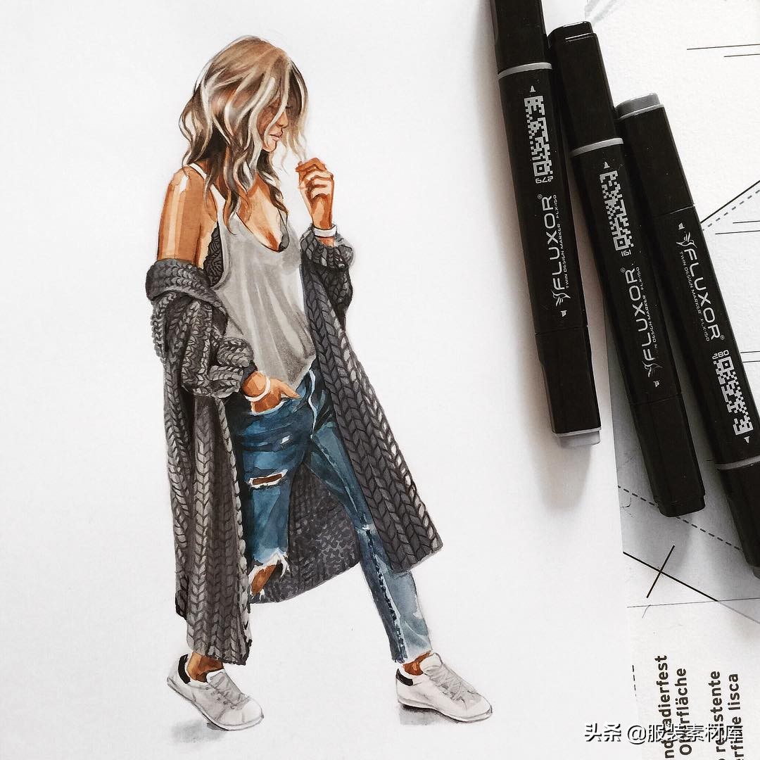 100幅手绘画图片大全,时装画手绘100例书