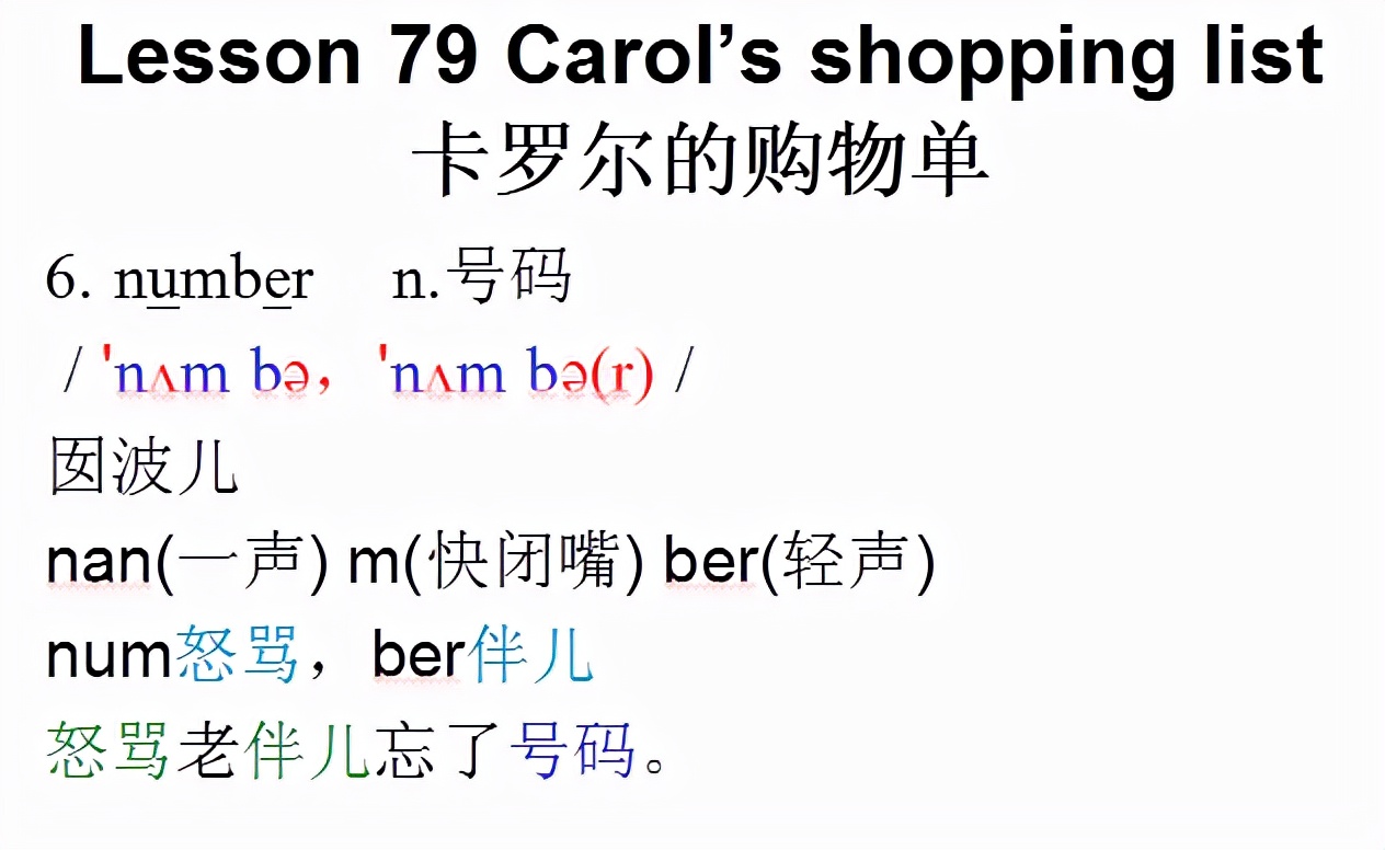 新概念英语第一册，音标课件自学整顿Lesson79Carol’sshopping