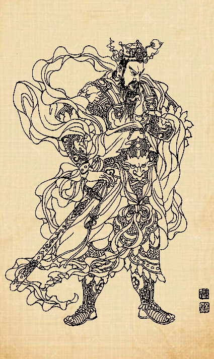 白描四大护法天王图片,百子图白描图谱