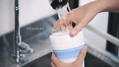 一秒折叠变身粉饼盒大小，火爆ins的随身杯，上哪都能喝干净水！