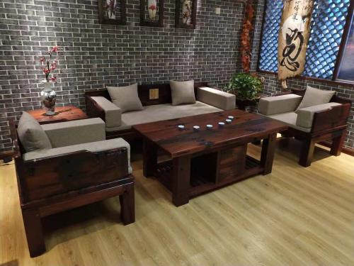 钛金板酒店墙面装饰,古船木装饰板