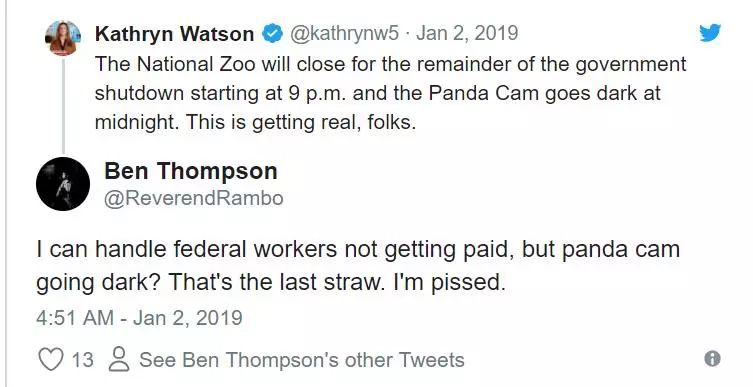 美国政府关门，“直播熊猫”画面被掐！美国网友炸锅：你们把我惹毛了