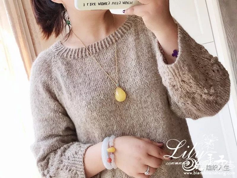 落肩袖女款羊绒毛衣编织教程,四股羊绒手织圆肩女式毛衣教程