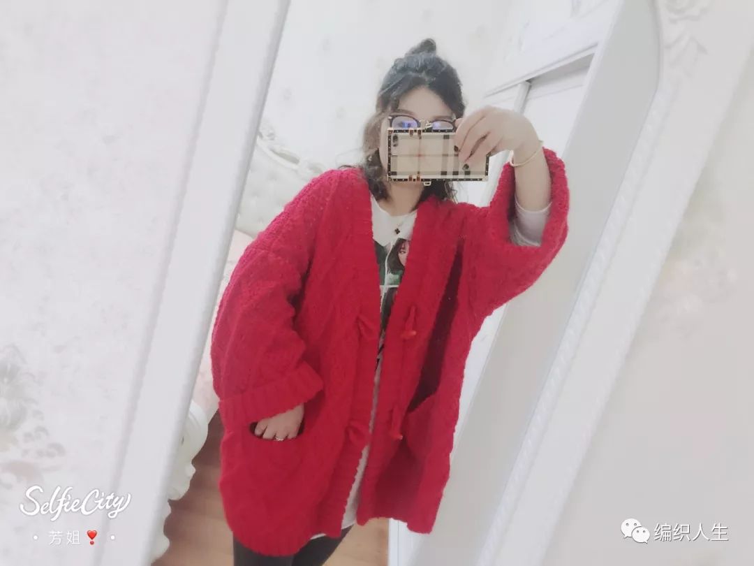 棒针手工粗线正肩毛衣女款,棒针编织v字领蝙蝠毛衣穿上显胖