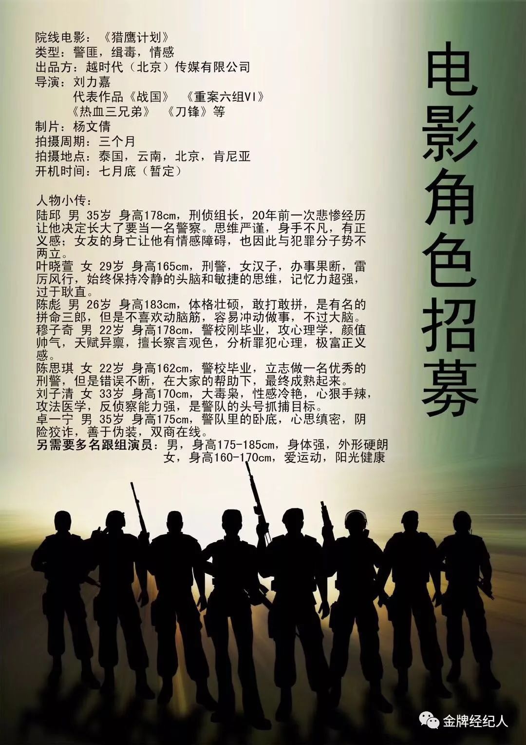 今日组讯丨院线电影《绿叶对根的情谊》、青春热血励志剧,剧名保密、院线电影《民心》、缉毒情感院线电影《猎鹰计划》等