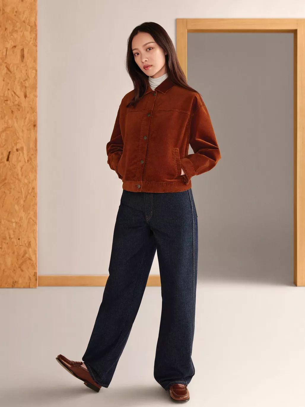 优衣库宽腿廓形牛仔裤搭配,优衣库显腿长的裤子