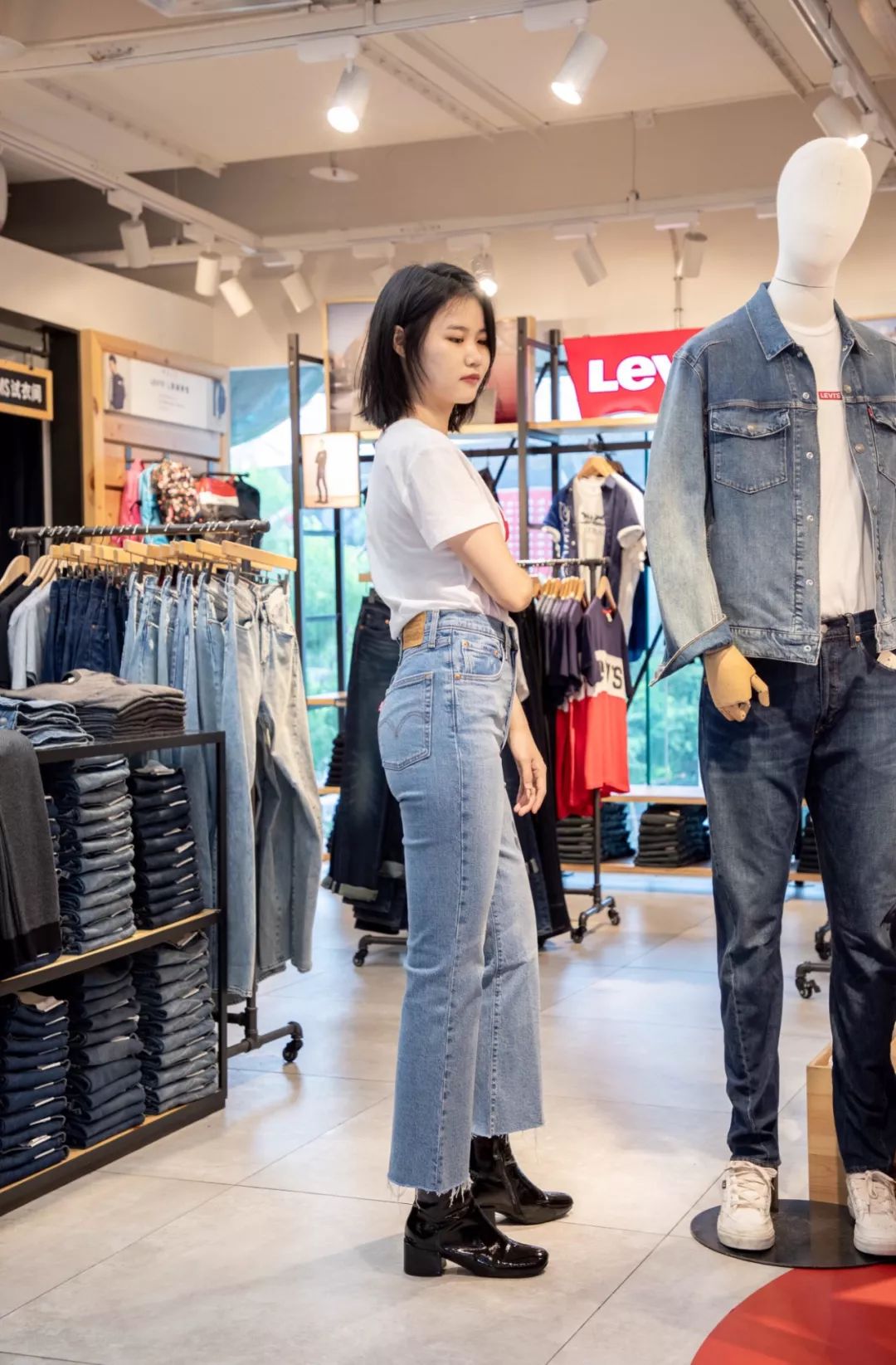 男显瘦显高修身弹力牛仔裤,加绒牛仔裤女款高腰显高显瘦直筒