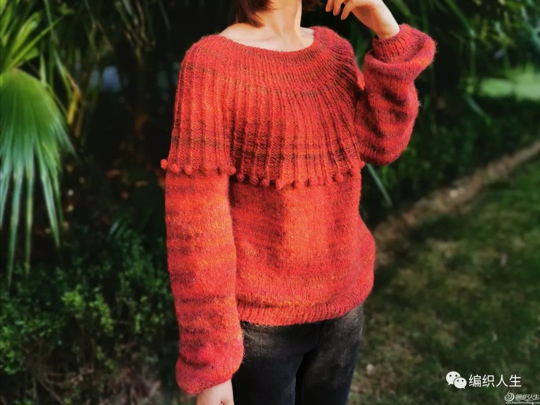 圆肩毛衣的织法女士棒针,棒针编织倾城圆肩毛衣