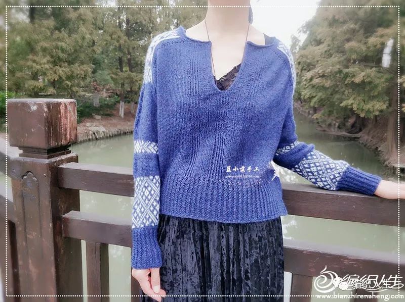 细支提花毛衣的编织图解,好看的圆肩提花毛衣图解