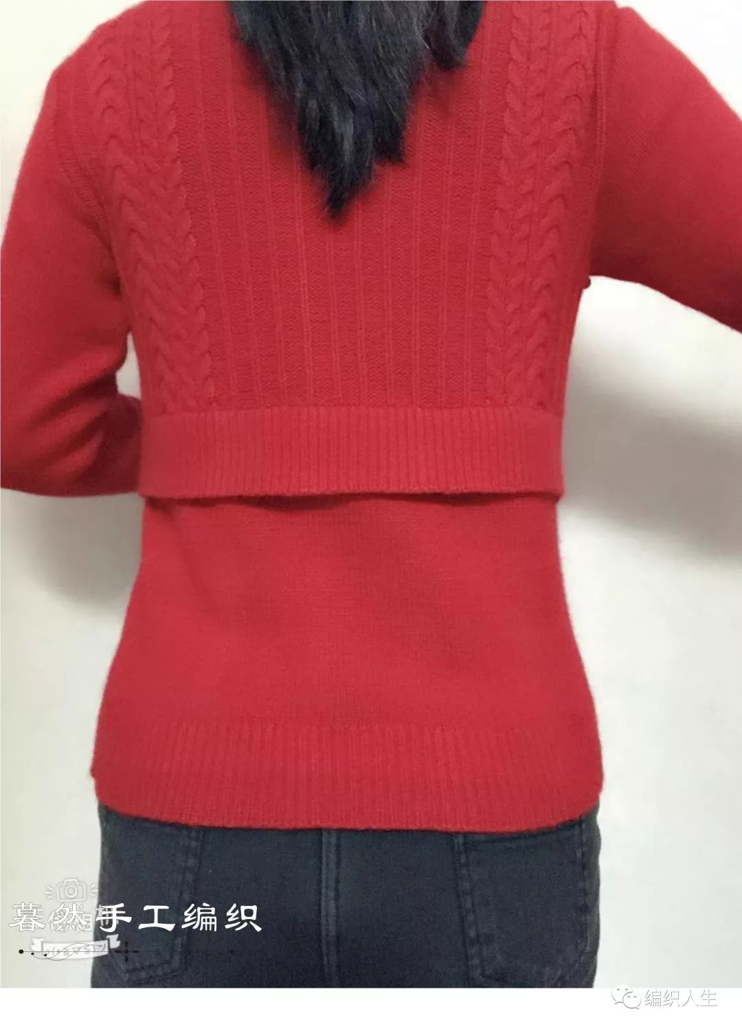 棒针拼色插肩袖毛衣的编织,女士塌肩袖棒针毛衣编织教程