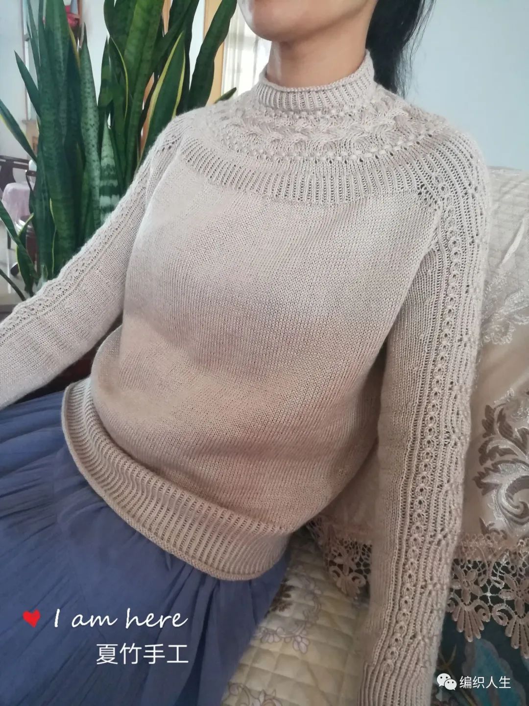 女士棒针斑马图案长袖套头毛衣,棒针套头毛衣从下往上织款式图解