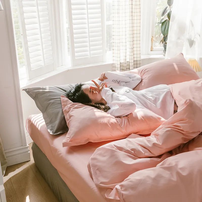 水星家纺纯棉亲肤四件套,纯棉四件套亲肤棉简单