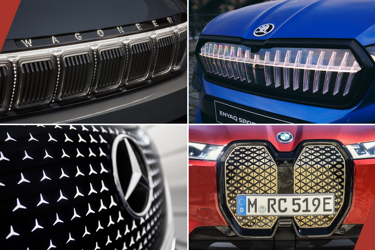 电动汽车重新设计前脸格栅,经典汽车前进气格栅设计