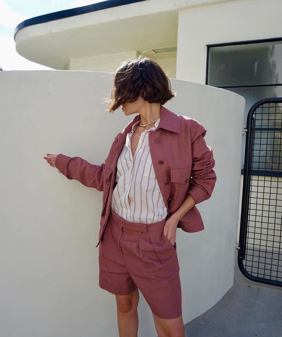 西装短裤当下最火的时髦穿搭,时尚百搭2022西装短裤