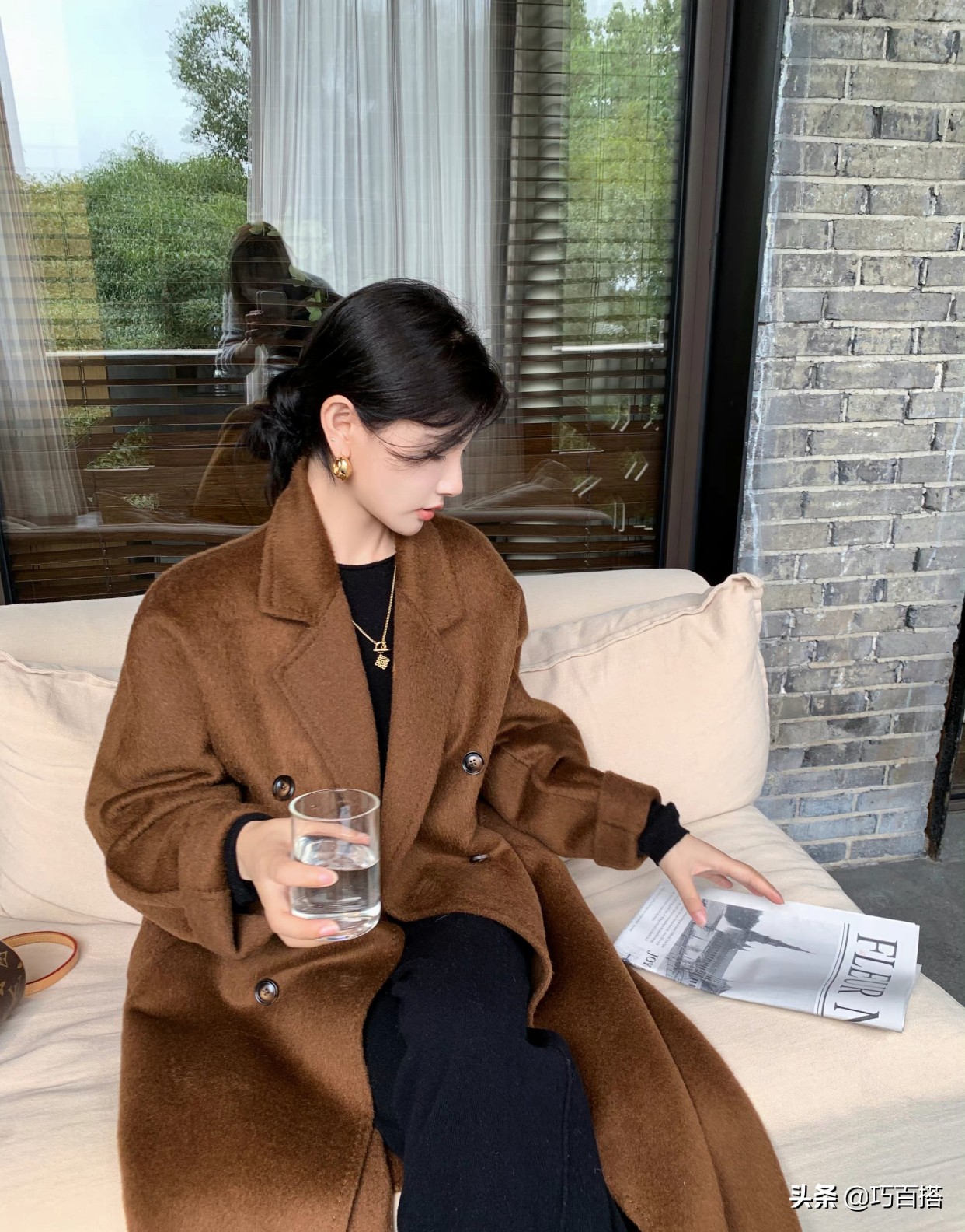 2020冬大气纯色呢大衣女收腰外套,秋冬必备哪种颜色大衣