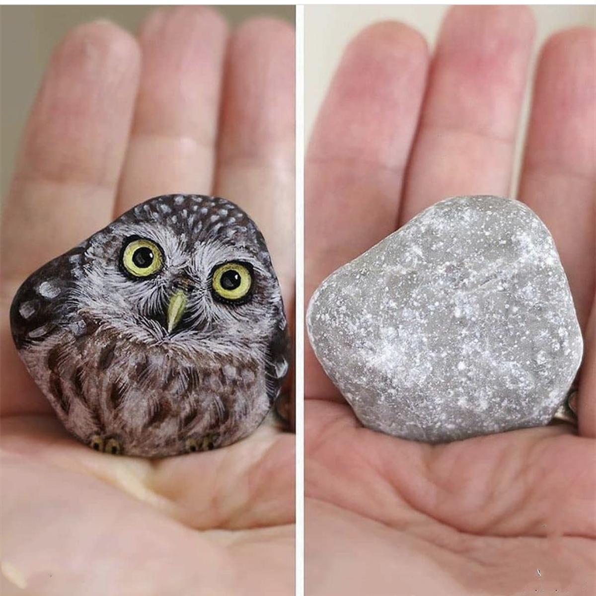 石头也可以做动物手办，只要绘画的细节到位，同样也能够以假乱真