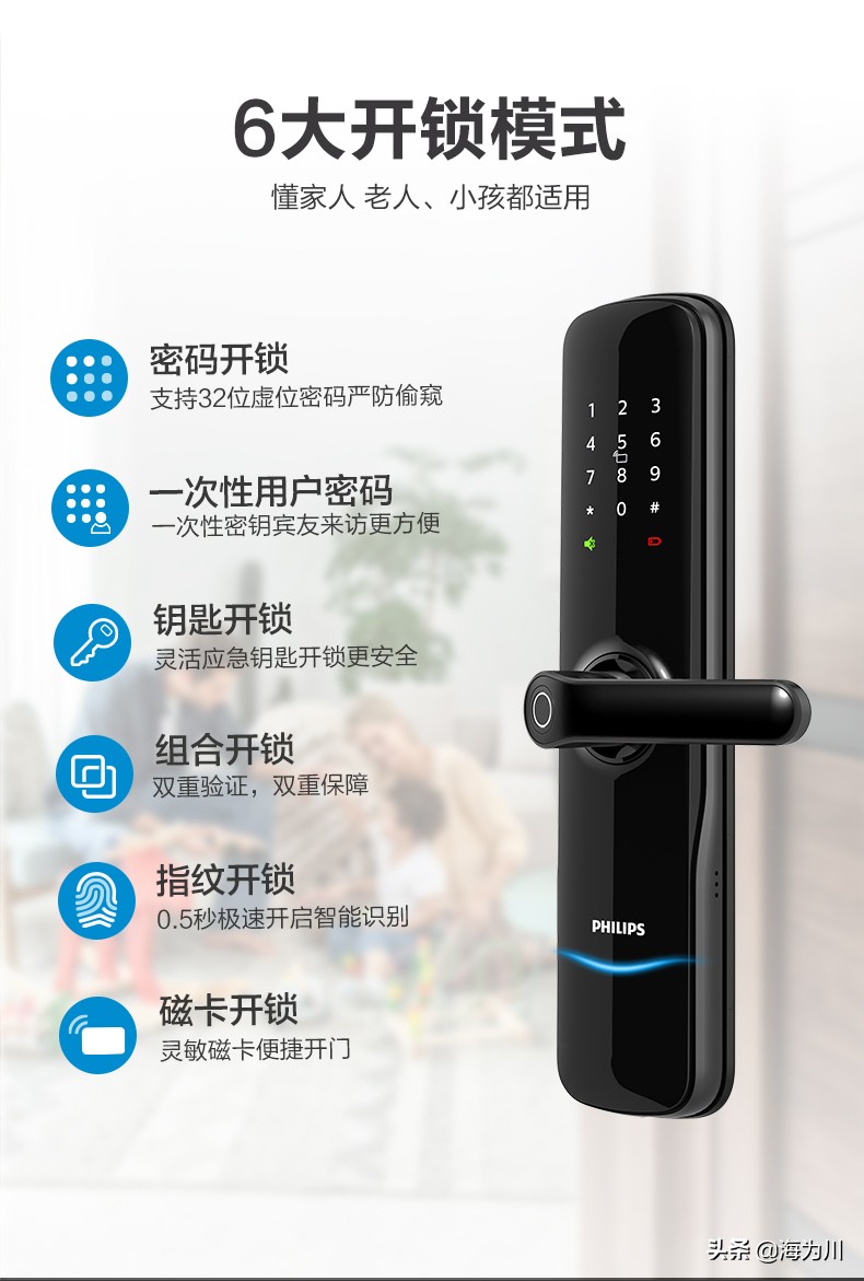 飞利浦家庭智能锁,飞利浦智能锁呵护家人的安全