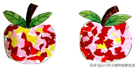 用圆纸片手工制作圣诞贴画,幼儿园大班碎纸片大树贴画