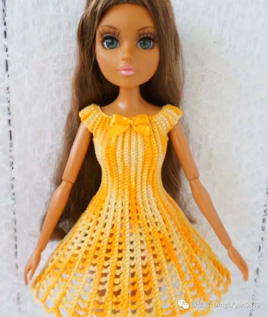 毛线编织芭比娃娃连衣裙图解,手工编织娃娃裙