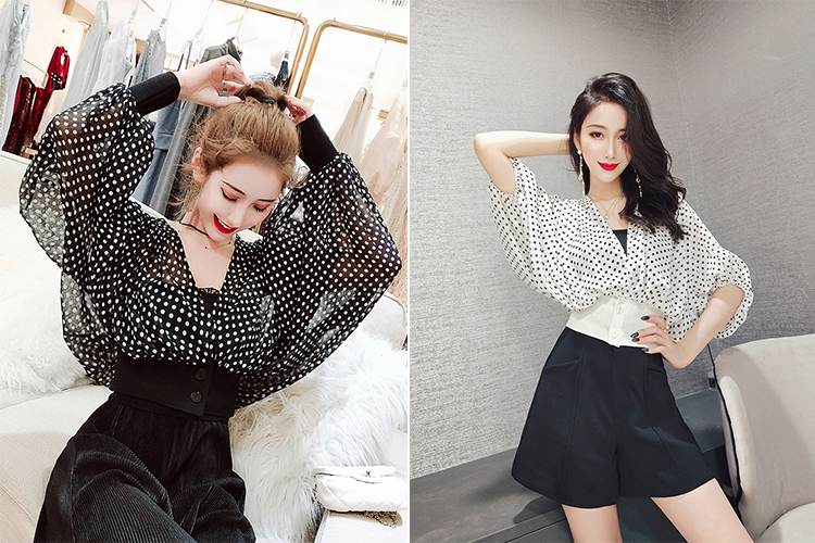 夏季时尚百搭减龄设计款雪纺衫,夏季爆款雪纺衫百搭时尚减龄