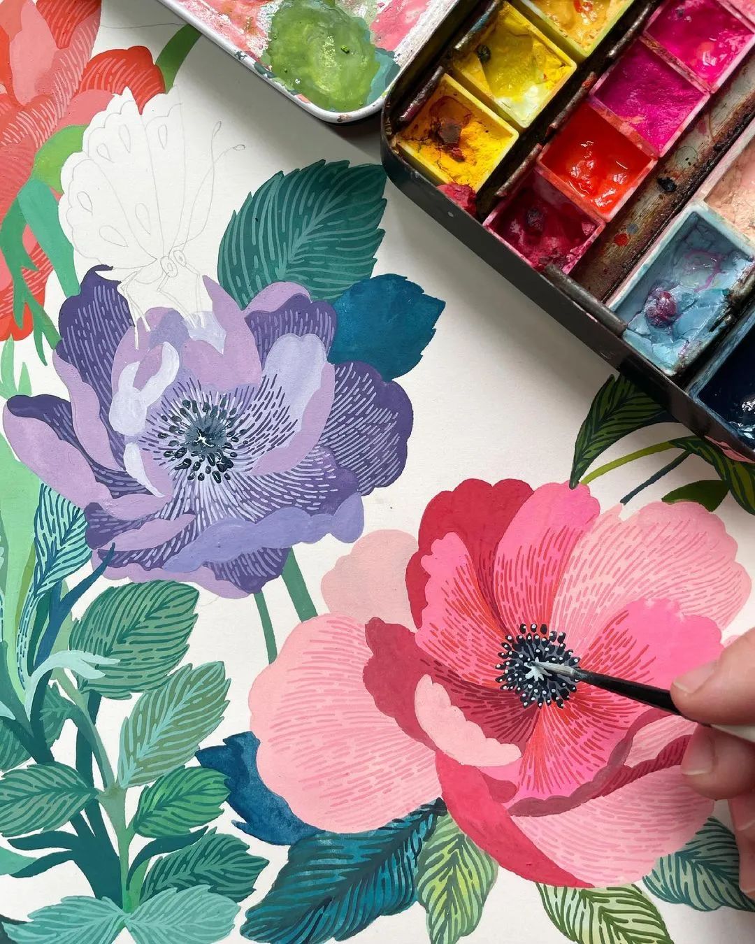 水彩渲染画建筑效果图,水彩平涂画