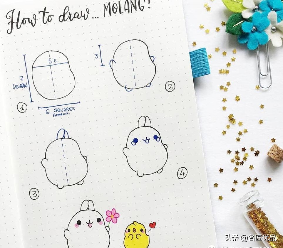 手帐简笔画可爱图案简单动物,手帐边框图案简笔画动物