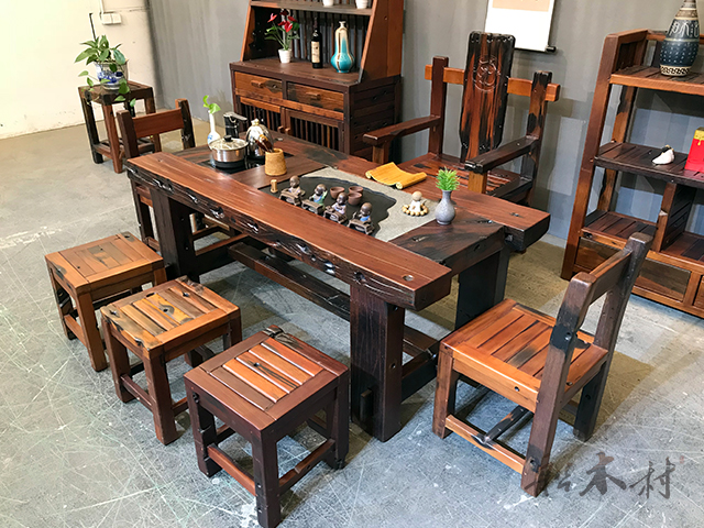 复古老船木家具,原生态老船木茶几家用