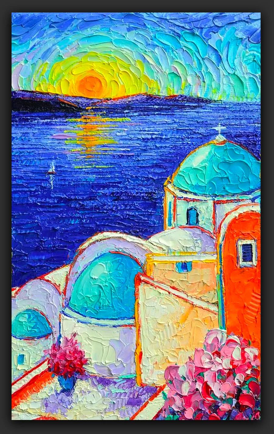 丙烯颜料绘画初学者风景画,丙烯画风景颜料简单