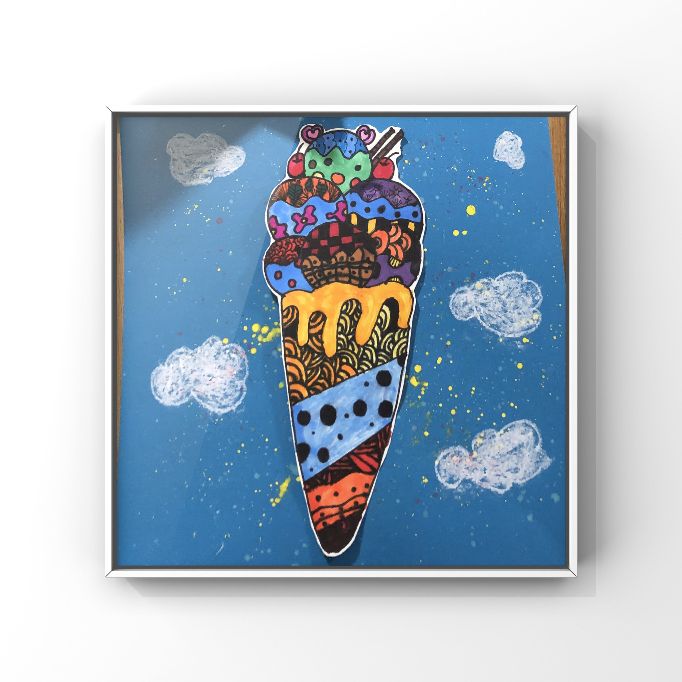 美味冰淇淋创意美术,线描冰淇淋又简单又好看